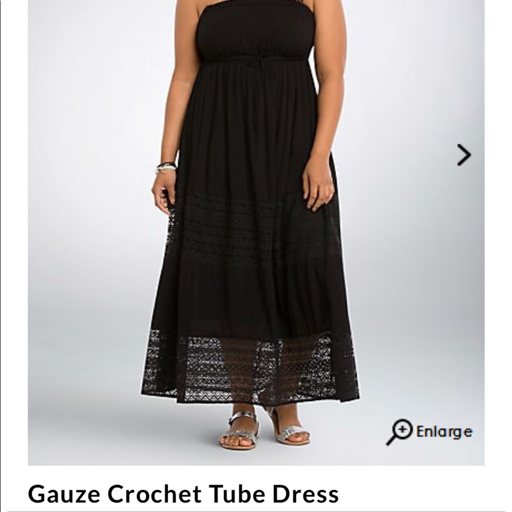 NWT Torrid black gauze & lace crochet tube dress